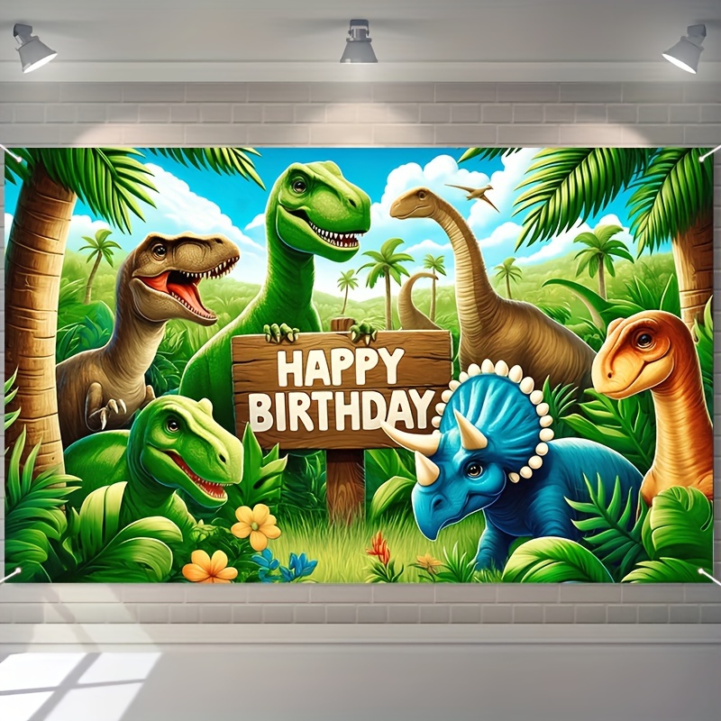 

Dinosaur Jungle Birthday Party Backdrop - 70.86x43.3in Polyester Photo Booth Background With Balloons & Flowers, Versatile Indoor/outdoor Decor For Home & Garden