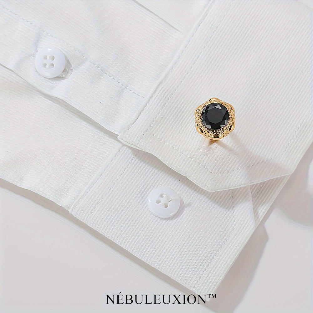 Premium Light Luxury Cufflinks Set with Black Zirconia, 2pcs