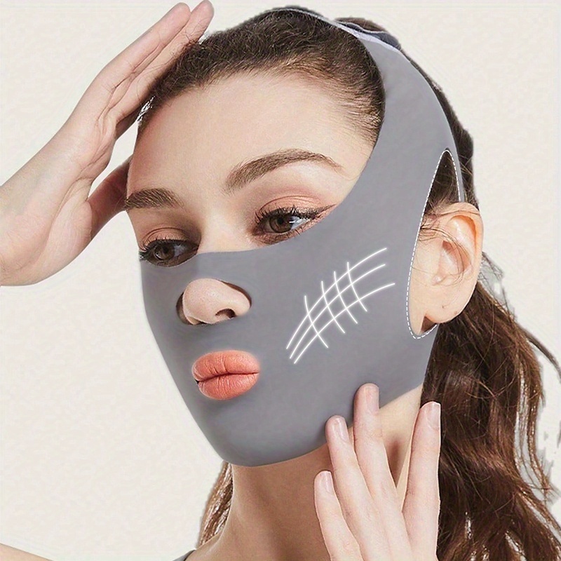 TEMU Women' V-shaped Face Mask For Lifting & Contouring - Nose Wing Wrinkle, Seamless Suitable For Running, Exercise, Tv Watching, Facial Device For