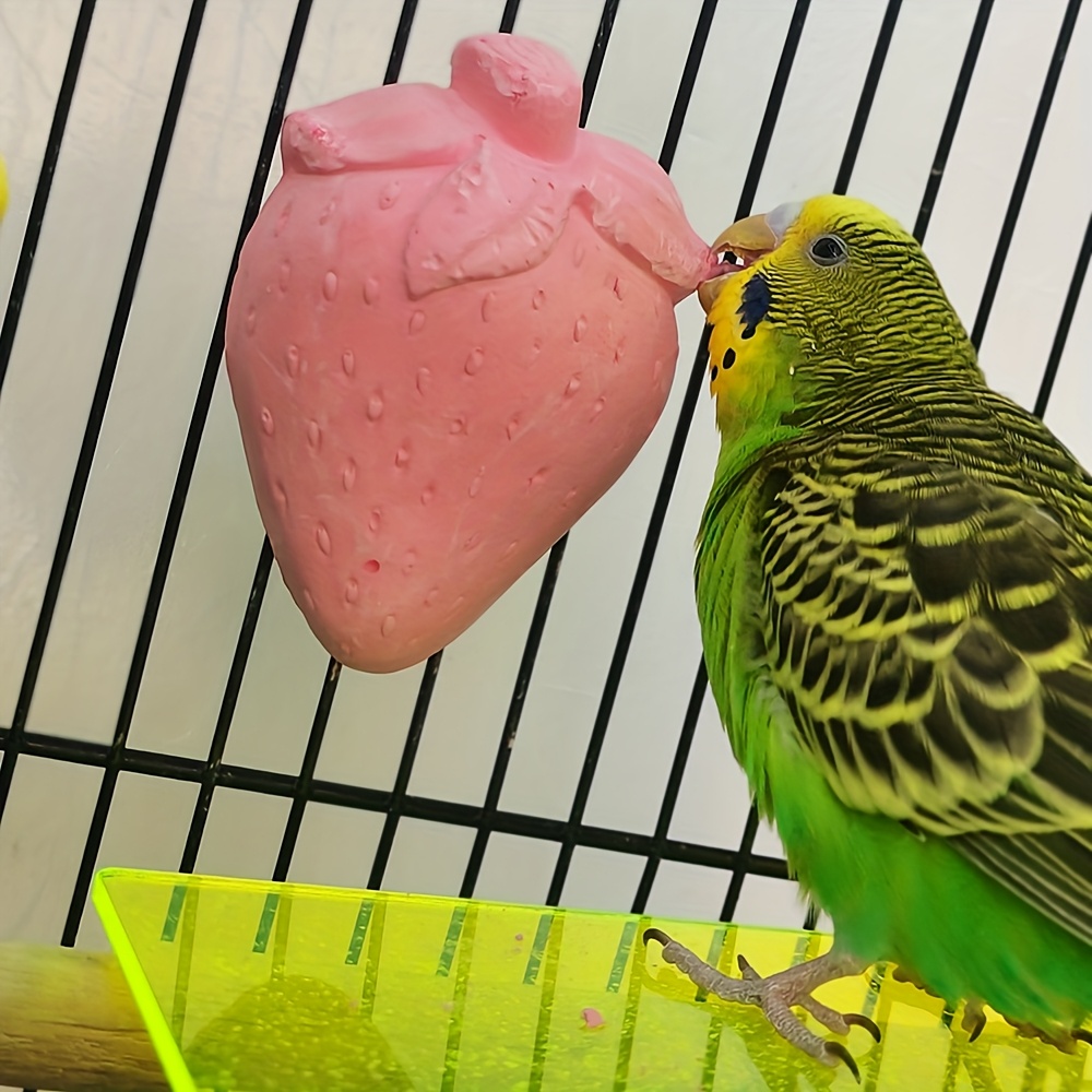 Image of Thanksgiving Small Pet Chewing Toy Mineral Parrot Grinding Toy Strawberry Shaped Small Pet Nail Grinding And Chewing Toy