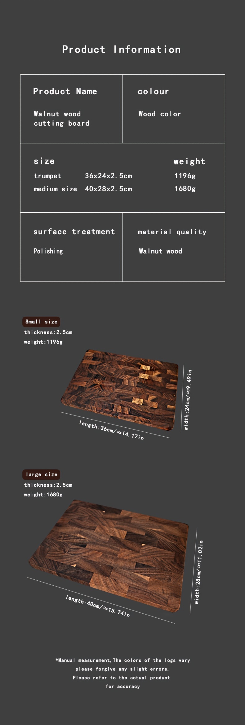     wood chopping board large size 40x15 5x2 5cm 28x11 02in 1 68kg details 6