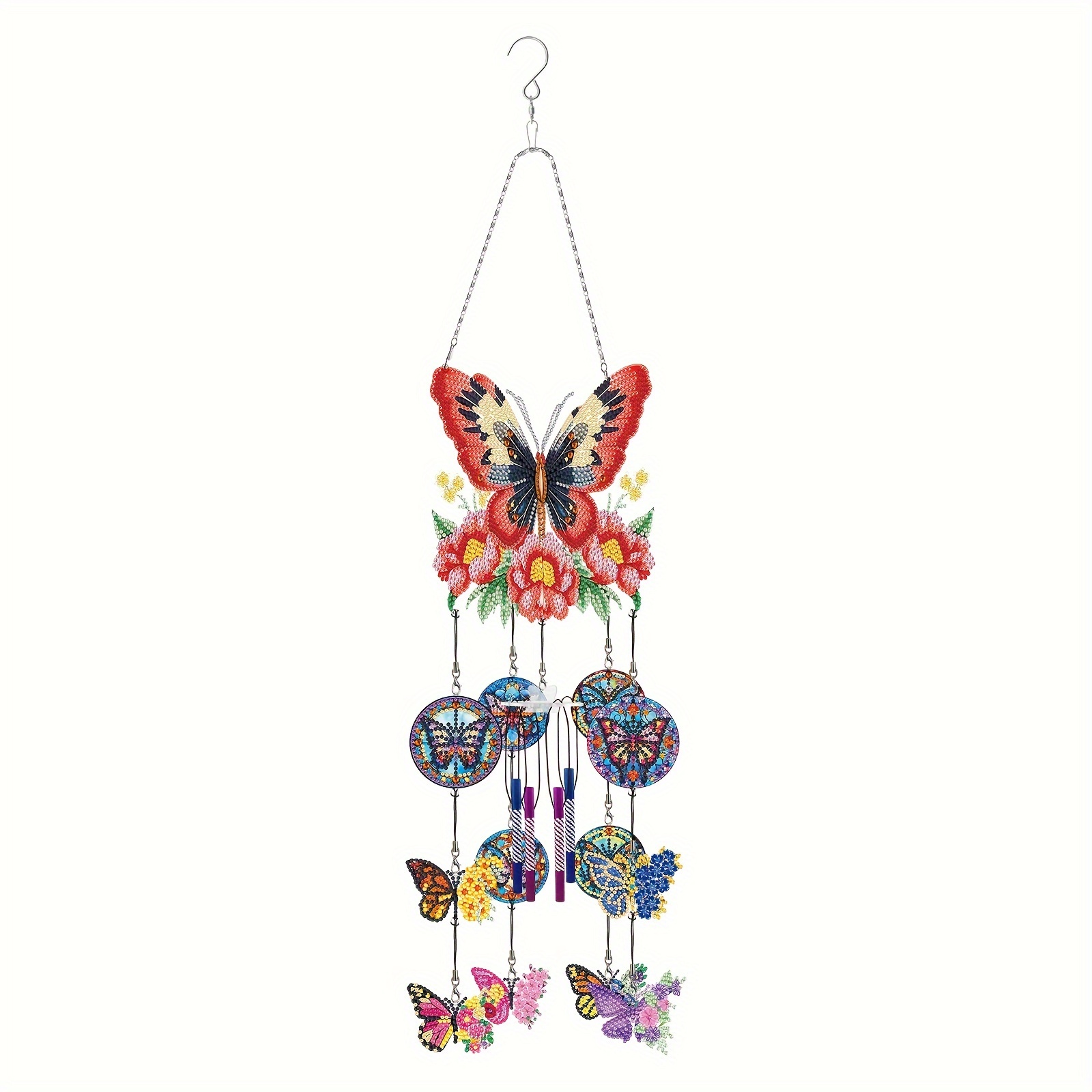 

1pc Diamond Painting Handmade Diy Acrylic Color Butterfly Hanging Wind Chimes For Window Balcony Restaurant Activity Decoration Simple And Beautiful, Send Friends To Family Diy Gifts