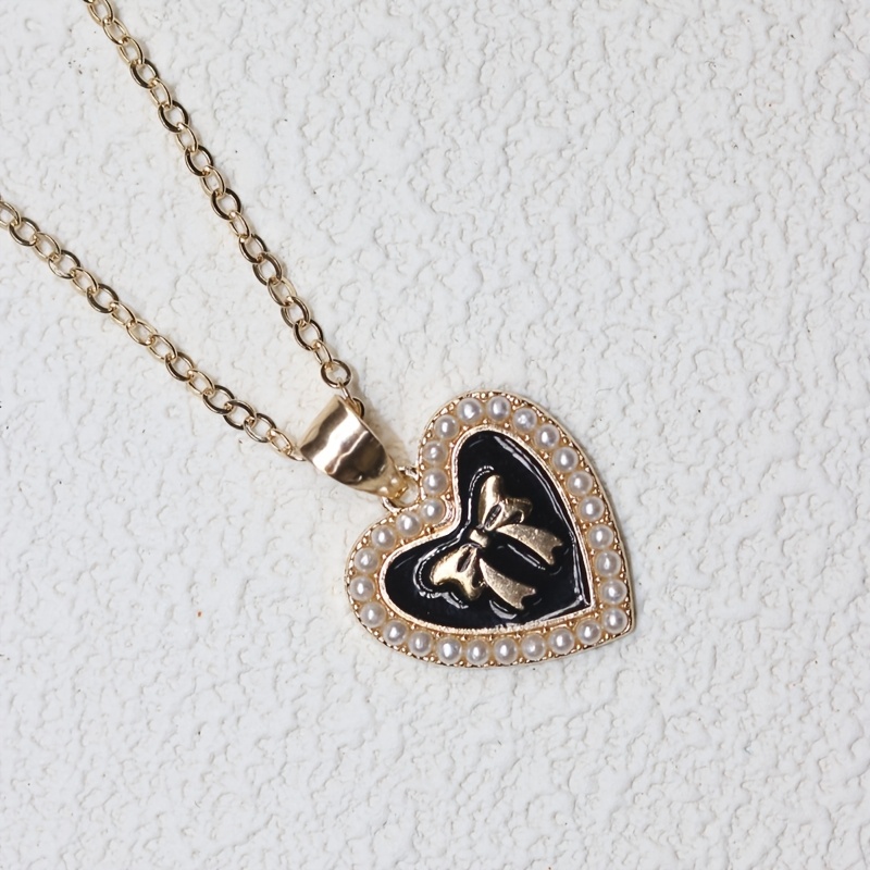 Heart Bow Necklace, Elegant Gift for Her