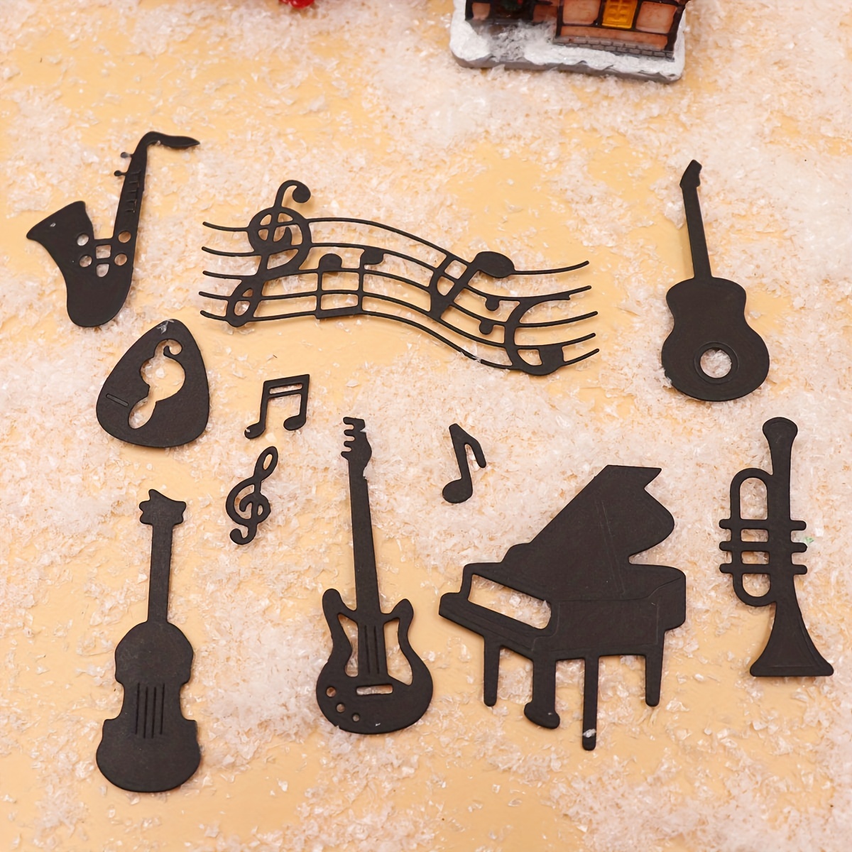 

1 Pc , Musical Instrument, Guitar, Saxophone, Music Cutting Die Carbon Steel Embossing Die, Notebook Making, Handmade Diy Cutting Die, Photo Album, Making Cutting Die