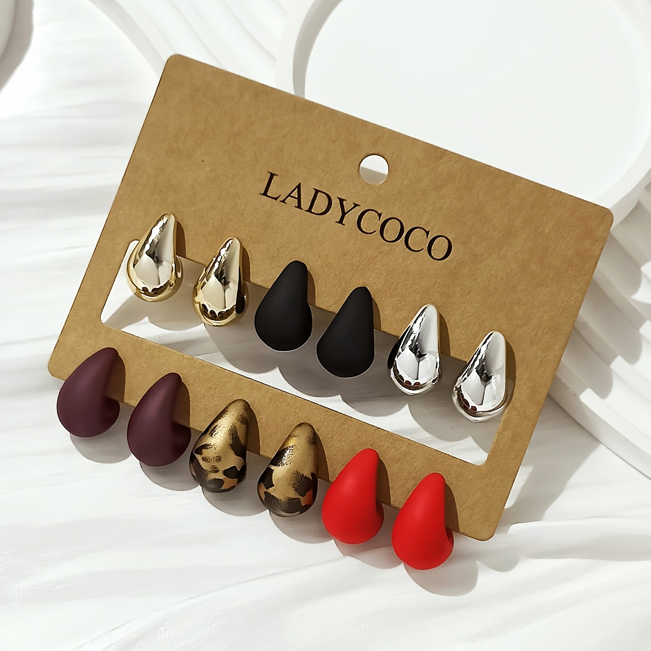 TEMU Ensemble de 6 boucles d'oreilles à multicolores tendance et mignonnes | Boucles d'oreilles pour femmes avec tiges en acier inoxydable 316,