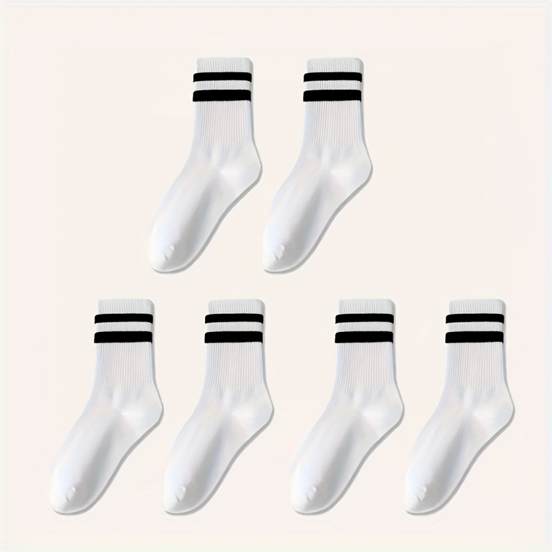 3/15 Pairs Men's Breathable Striped Crew Socks - Comfortable Casual Socks For , For Outdoor Activities