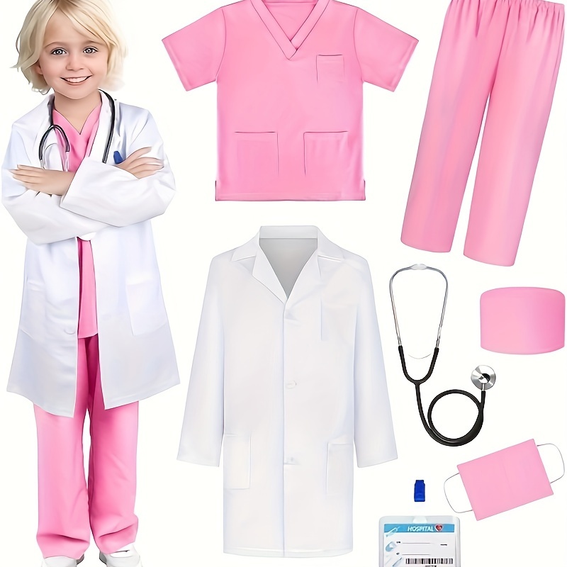 

Ginmic Doctor Costume For Lab Coat For Kids Real Stethoscope, Girls And Boys Halloween Costumes For 3-12... Christmas, Halloween Gift