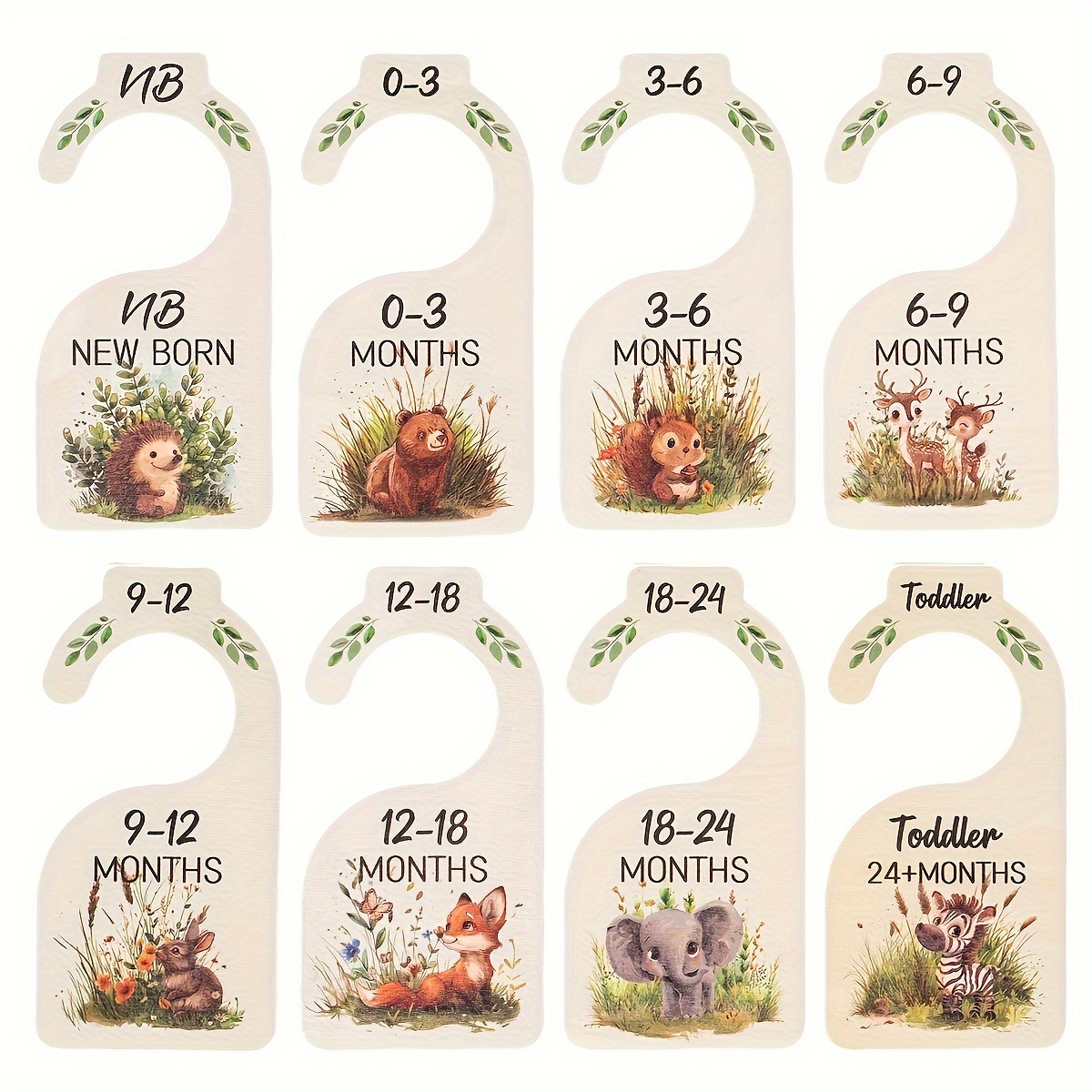 

8pcs Closet Dividers, Wooden Organizer Cute Animal Theme Clothing Hanger Separators Clothes Sorting Tags For 24 Months