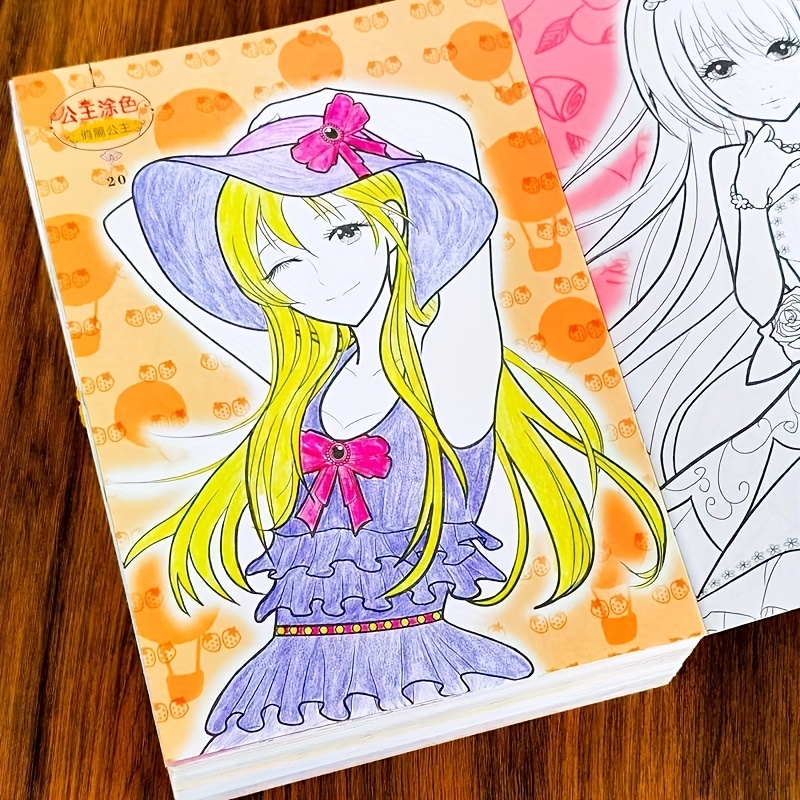 One Piece of Girls' Anime Coloring Book Featuring 32 Sturdy Pages, Measuring 9, 45 by 6, 175.26 cm, This Princess Dress-Up Drawing Book Provides a Calming Space for Teenagers And Serves As a DIY Paper Art Craft Kit, Making It a Perfect Holiday Gift for Occasions Like Halloween, Thanksgiving, Christmas, And New Year, Chinese Version