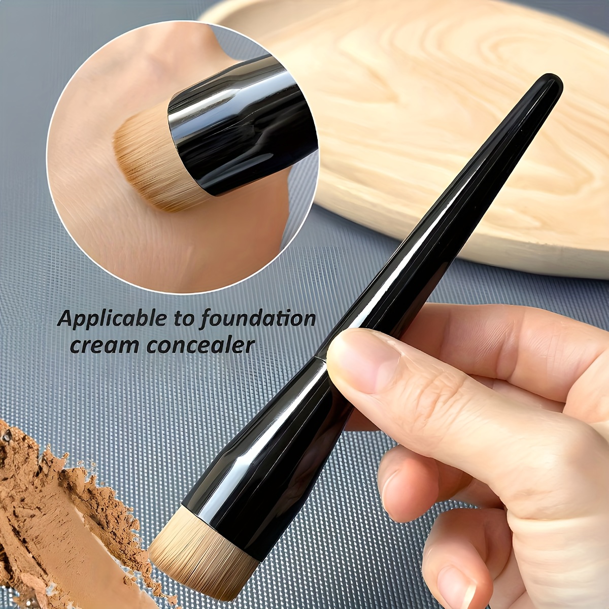 1 Foundation Brush Flat Top Brush, Contour Brush, Angled Blush Brush, Professional Makeup Brush For Blending Liquids, Creams, And Flawless Powder Cosmetics