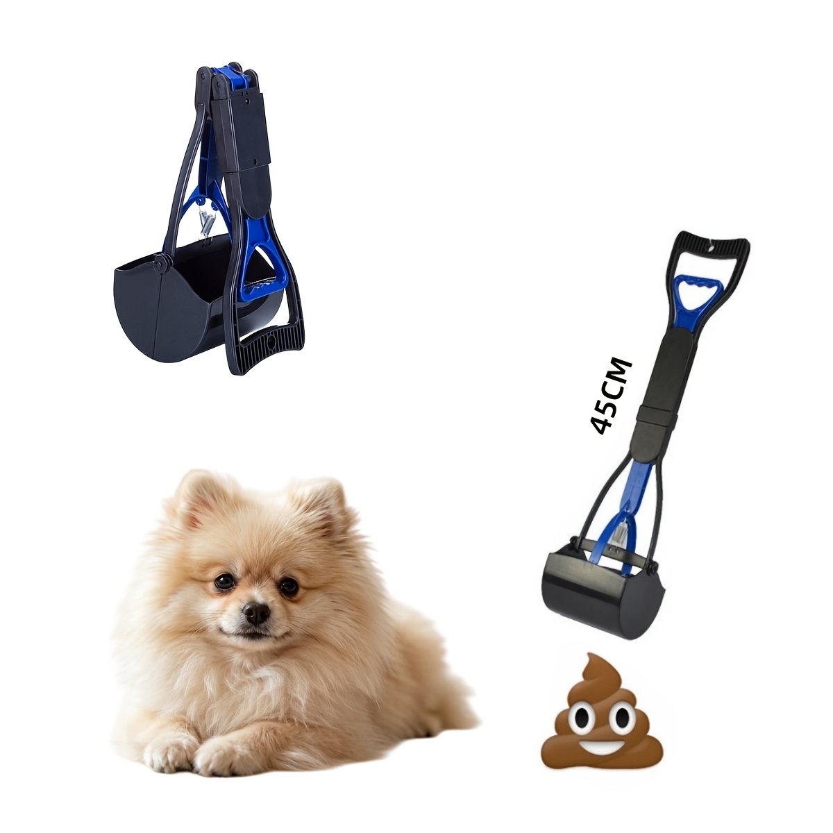 TEMU 1pc Long-handled Toilet, Foldable Large Capacity Pet Pickup - Made Of Durable Abs Material, Ergonomic Curved Handle, Easy To Grip Design,