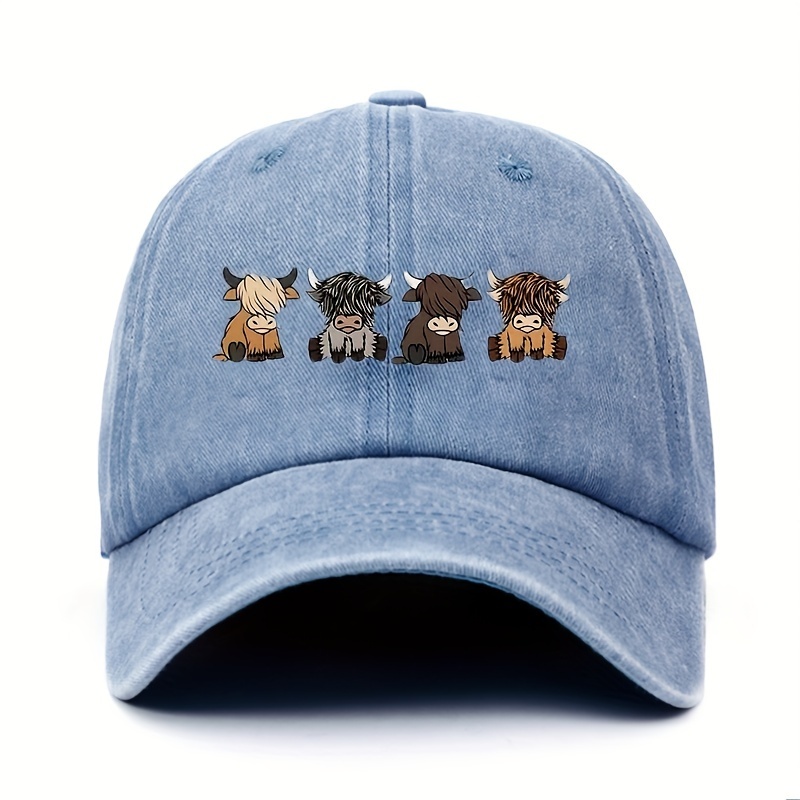 

Adjustable Cotton Baseball Cap With Cute Cow Print - Breathable, Casual Dad Hat For Women