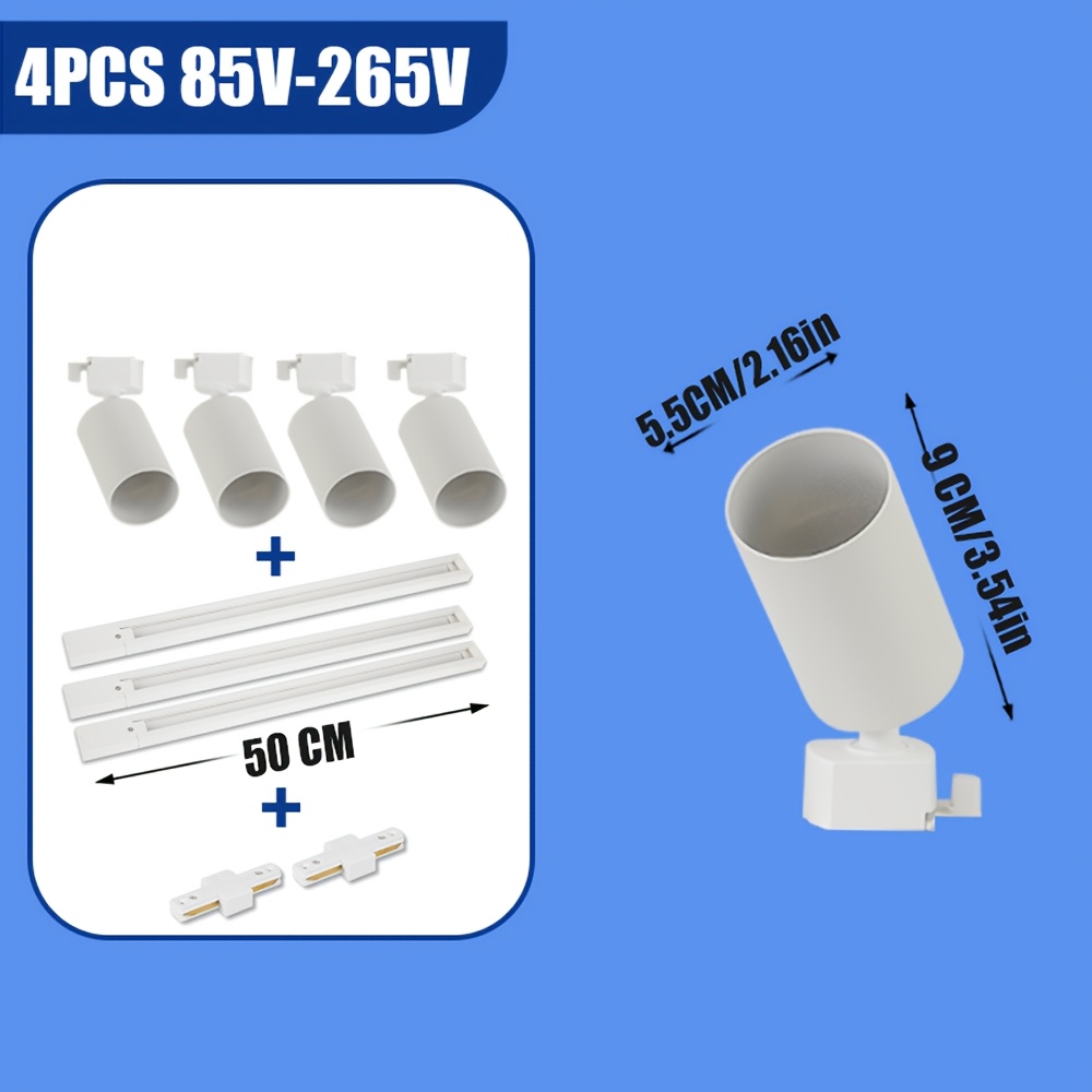 Track Spotlight Pendant Light Gu10 Lamp Holder(excluding Light Bulbs) Track Light Ceiling Spotlight Led Single-phase Complete Set 360° Set With Track Strips For Bedroom Study Living Room