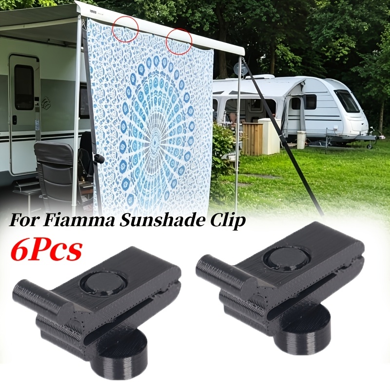 Image of 6pcs Fiamma Camping Car Sunshade Clip. Perfectly Fitting The Sunshade Profile, It Will Not Scratch Or Damage It, Providing A Secure And Safe Fixation For All Your Camping Accessories.