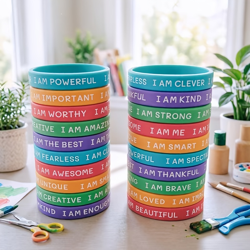 gift for her him colorful motivational wristbands 10 20pcs wristband party favor set encouragement bracelets back to school gifts unisex bracelets fashion accessories
