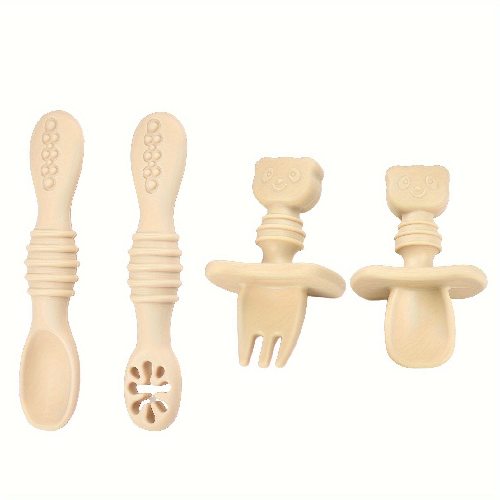 Image of 4pcs Silicone Baby Spoons Self Feeding 6+ Months, Baby Led Weaning Spoons Training Spoon Toddler Self Feeding Utensils For 6-12 Months Babies