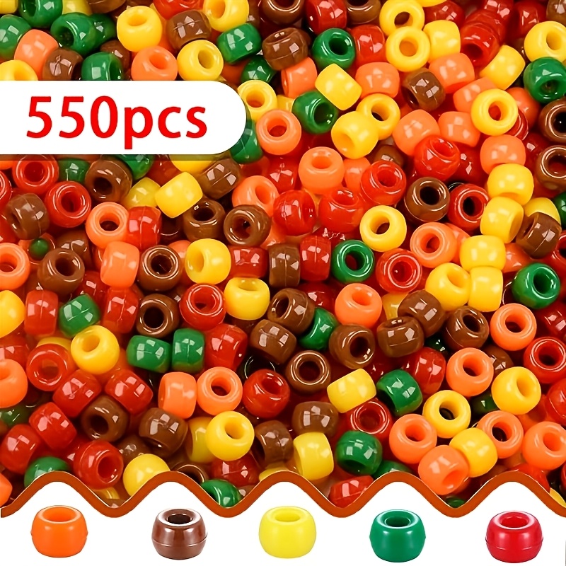 TEMU 550pcs Random Mixed Colors Thanksgiving Themed Plastic Decorative Beads, Suitable For Diy Crafts, Holiday Decorations, Stocking Decor, Creative