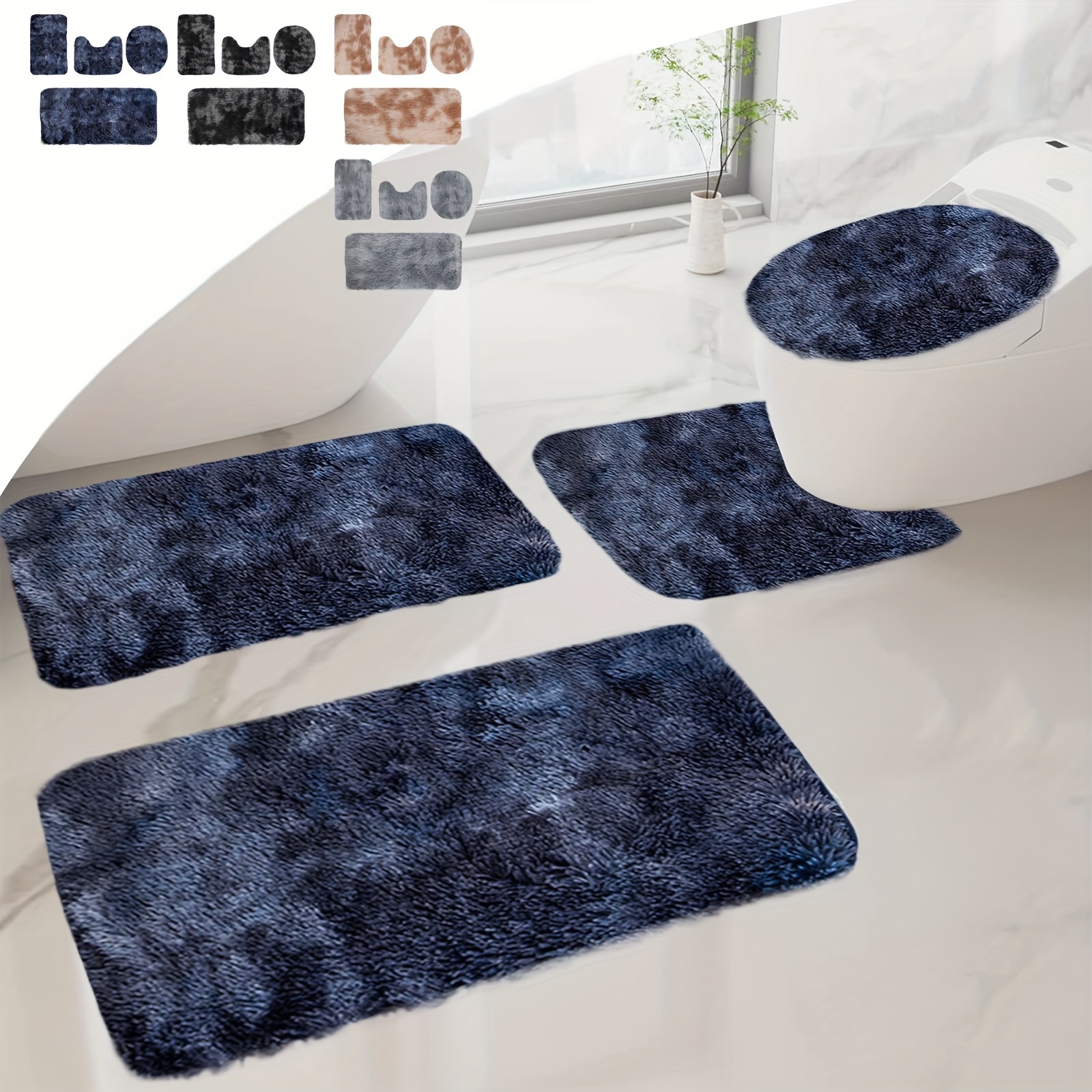 

Non Slip Bath Mat For Shower, Bath Floor Mat Rug, Mixed Colors Bath Mats 4pcs Bathroom Rugs Toilet Mats, Soft Comfortable Water Absorption Non-slip Machine Washable , Gifts For Thanksgiving To Give To