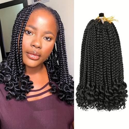 10 inch black goddess box braids with curly ends synthetic crochet hair extensions for women short curly looking gray hair crochet braids