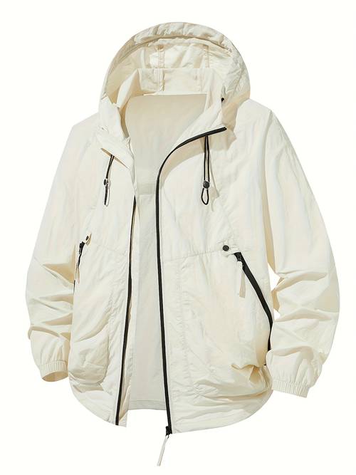mens lightweight summer outdoor jacket with large zippered pockets breathable quick drying and hiking rock climbing and fishing spring and hooded design zippered jacket