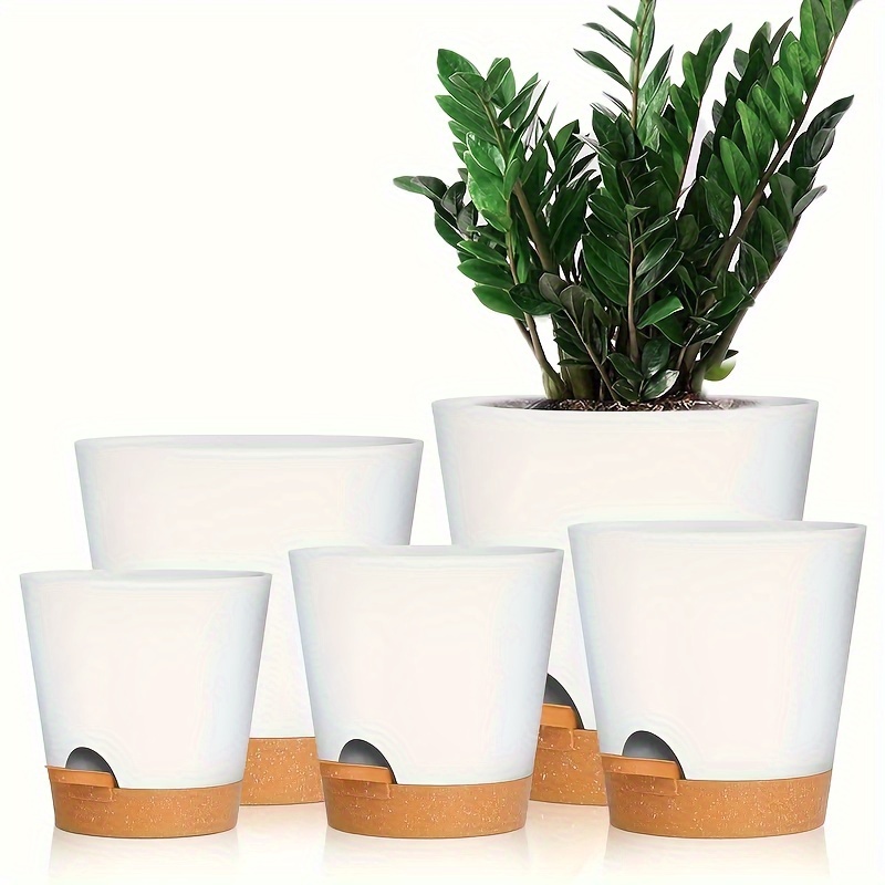 

Gardife (5pcs) Plant Pots 7/6.5/6/5.5/5 Inch Self Watering Planters With Drainage Hole, Plastic Flower Pots, Nursery Planting Pot For All House Plants, Succulents, Snake Plant, African Violet, Flowers