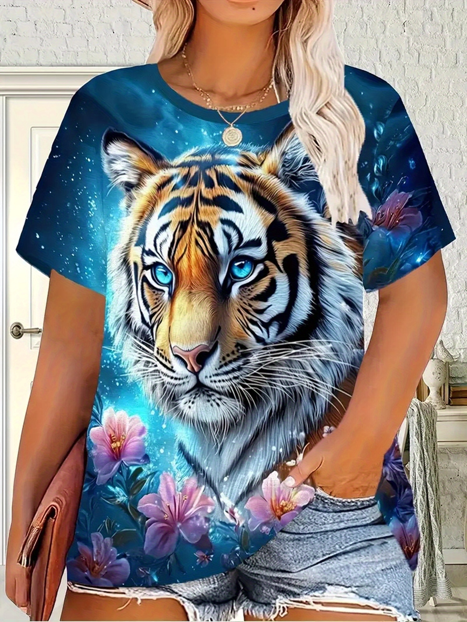 plus size tiger shirt sold on Temu United States