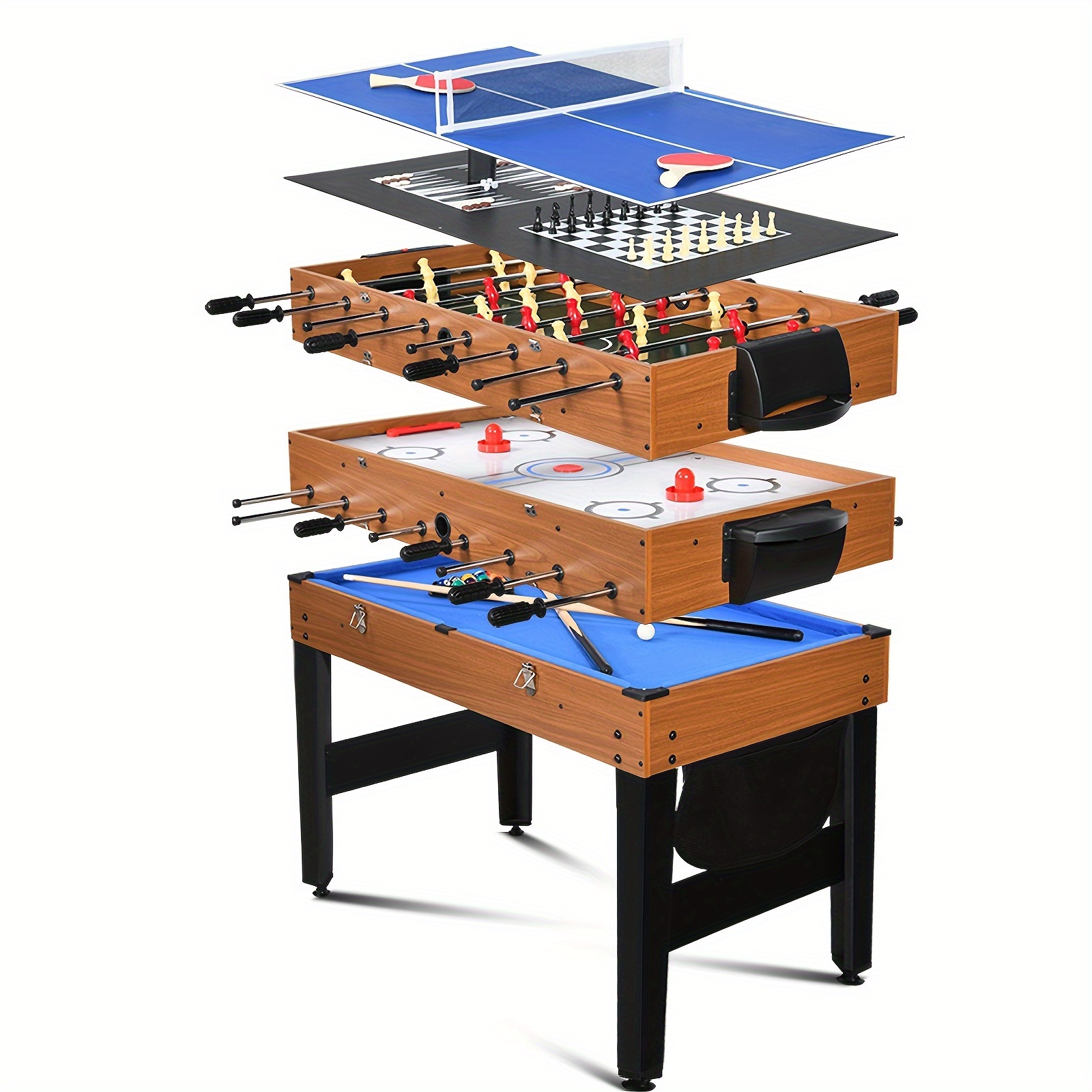 

48" Table, 7-in-1 Table, Combination Table Set For , W/, Backgammon, , , Hockey, Table And