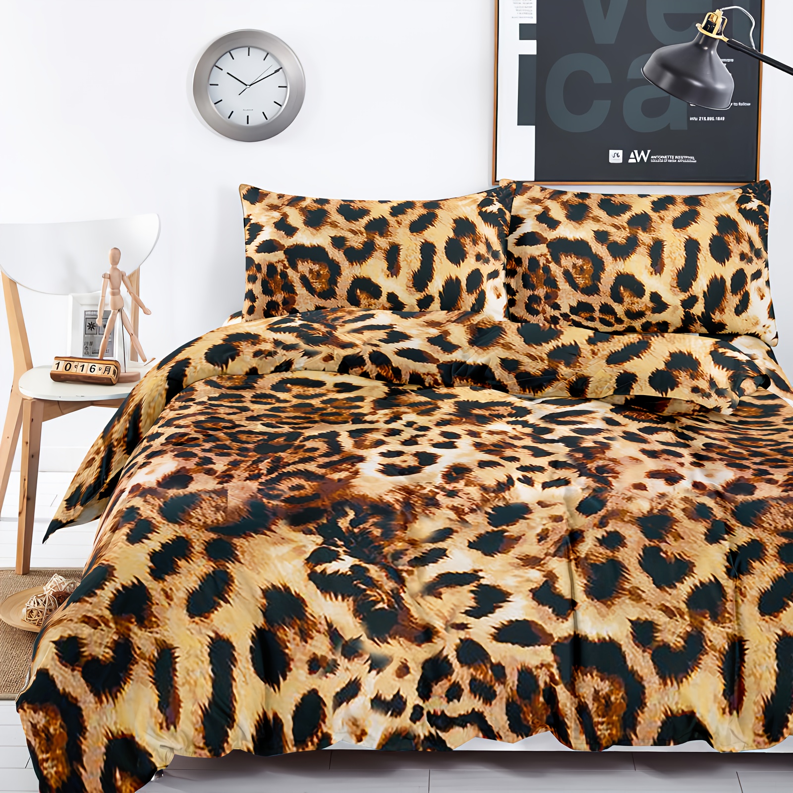 Image of 3pcs Set (2 Pillowcases + 1 Duvet Cover) Polyester Bedding, Suitable For Double/single/queen/king Size Beds, Shrink-resistant And , Soft And Skin-friendly, Easy To Care For