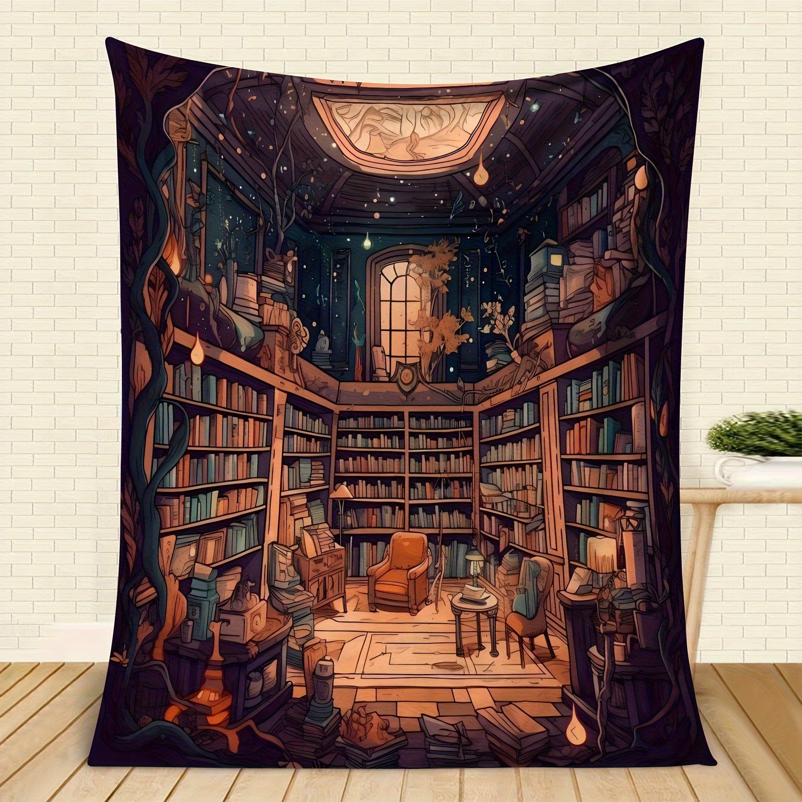 

Bookcase-printed Blanket For Learning Hobbyists, A Nap Blanket