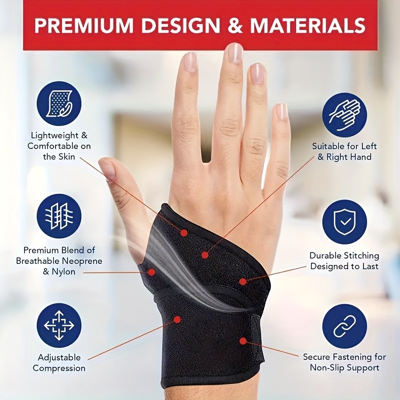 1 adjustable wristband, - comfortable sports wristband for work, fitness and weight lifting, suitable for left or right hand support