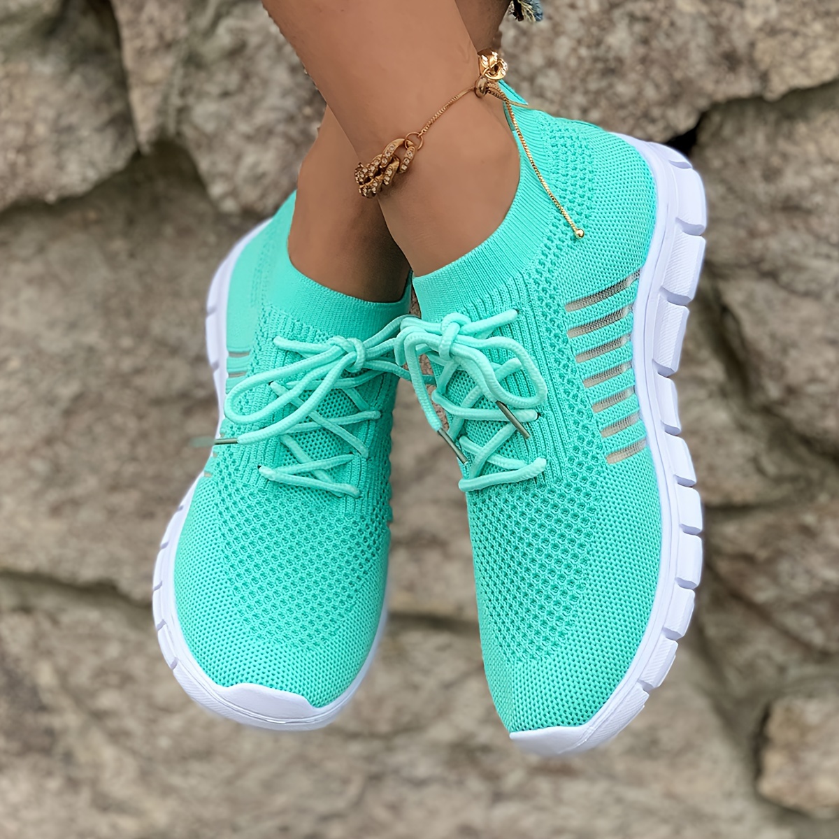 TOWED22 Womens Lace up Tennis Shoes Non Slip Lightweight Work Gym Shoes  Ladies Walking Running Sport Sneakers Sneakers for Women(Green,6.5)