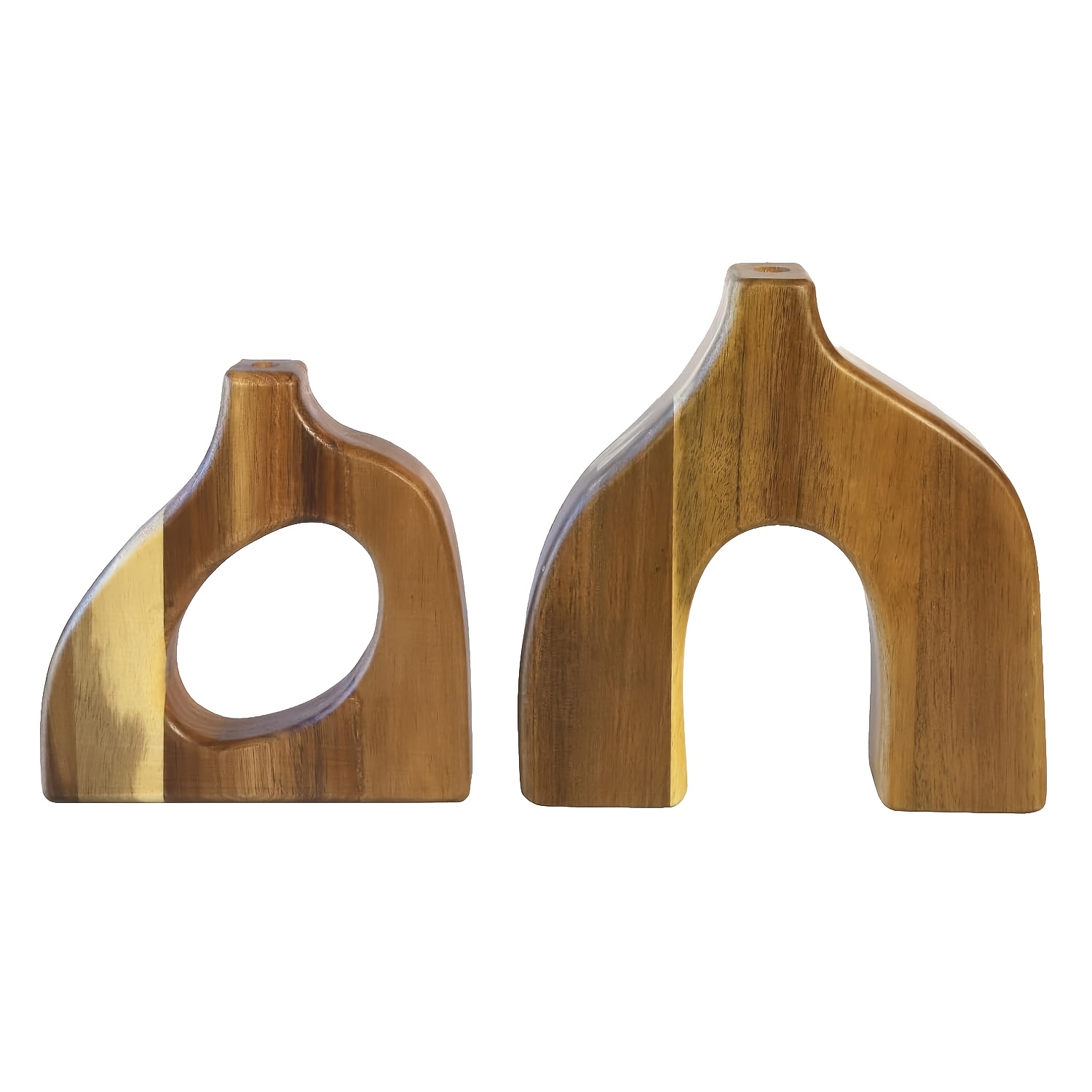 TEMU 2pcs Wooden Flower Vase Set, Rustic Wood Vases For Home Decor, Table Centerpiece For Dining Table Shelf Mantel Living Room Bedroom Decoration