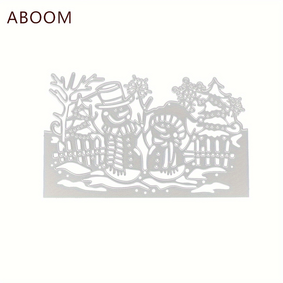 Image of Aboom Christmas Snowman Metal Cutting Die With Christmas Floral Border For Album Paper Card Templates, Suitable For Birthday Cards And Embossed Card Decorations - Merry Christmas!