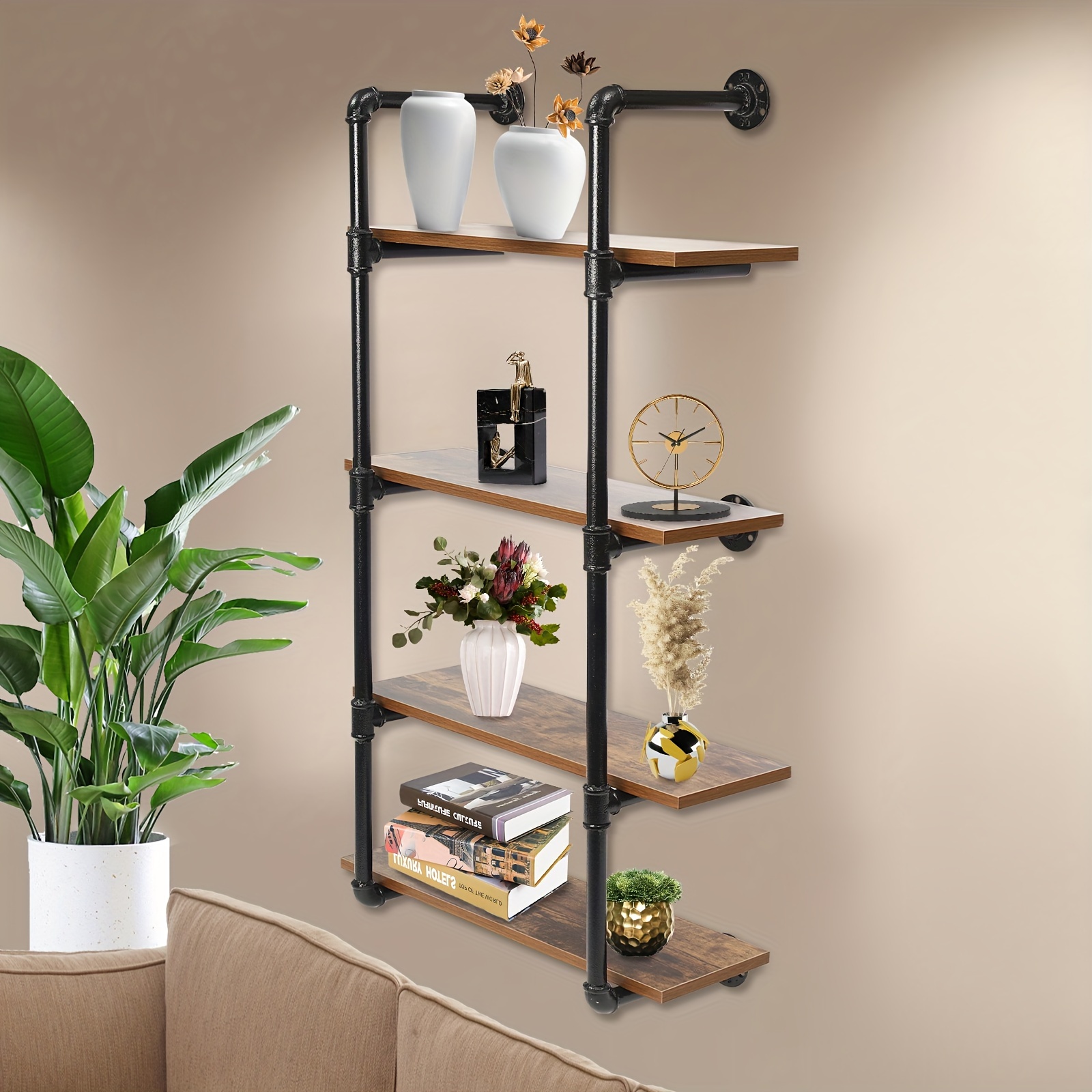 Industrial Pipe Shelving Wall Mounted Rustic Metal Floating - Temu