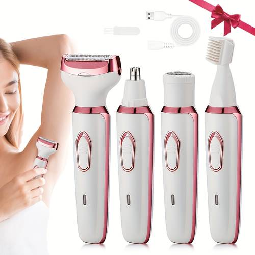 Women's Electric Shaver, Rechargeable Beauty Set, Face, Nose, Legs, Armpits, Women's Painless Bikini Trimmer, Portable Rechargeable Shaver