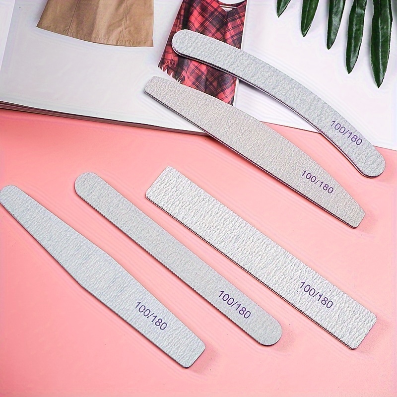 

15-piece Nail File Set - Double-sided 100/180 Grit, Reusable Sandpaper For Acrylic & Natural Nails, Perfect For Salon, Home Manicure & Practice