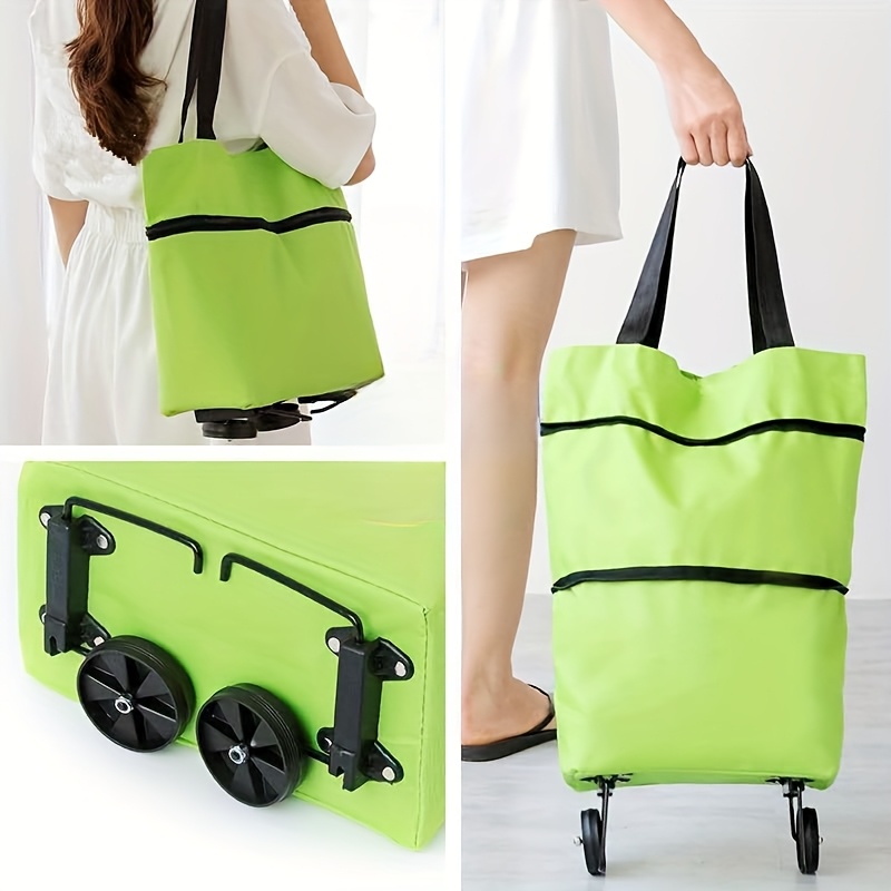 extra large folding cart with removable waterproof bag side pockets heavy duty stainless steel crystal wheels oxford fabric for effortless grocery shopping travel beach portable multi purpose utility cart stylish trolley design durable trolley frame details 2