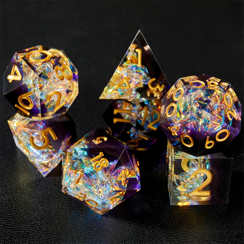 

Complete Set Of Handmade Resin Dnd Dice For Role-playing Games, Set Dnd, For Glitter Dice Set, Suitable For Birthday Gifts, Christmas Gifts