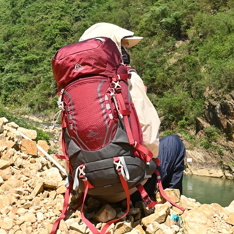 * 35+1.32gal Outdoor Hiking Bag Breathable Back Double Shoulder Travel Bag  Men Women A-Textile More Durable