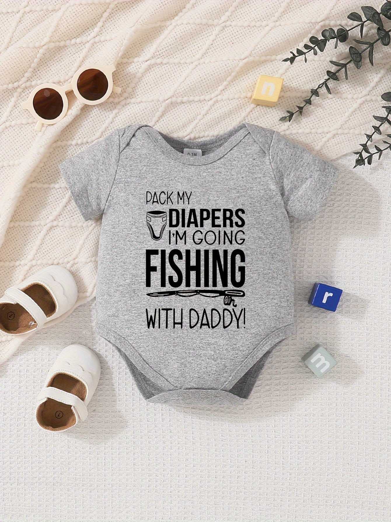 Grandpa's Fishing Buddy Baby Onesie® Pack My Diapers I'm Going