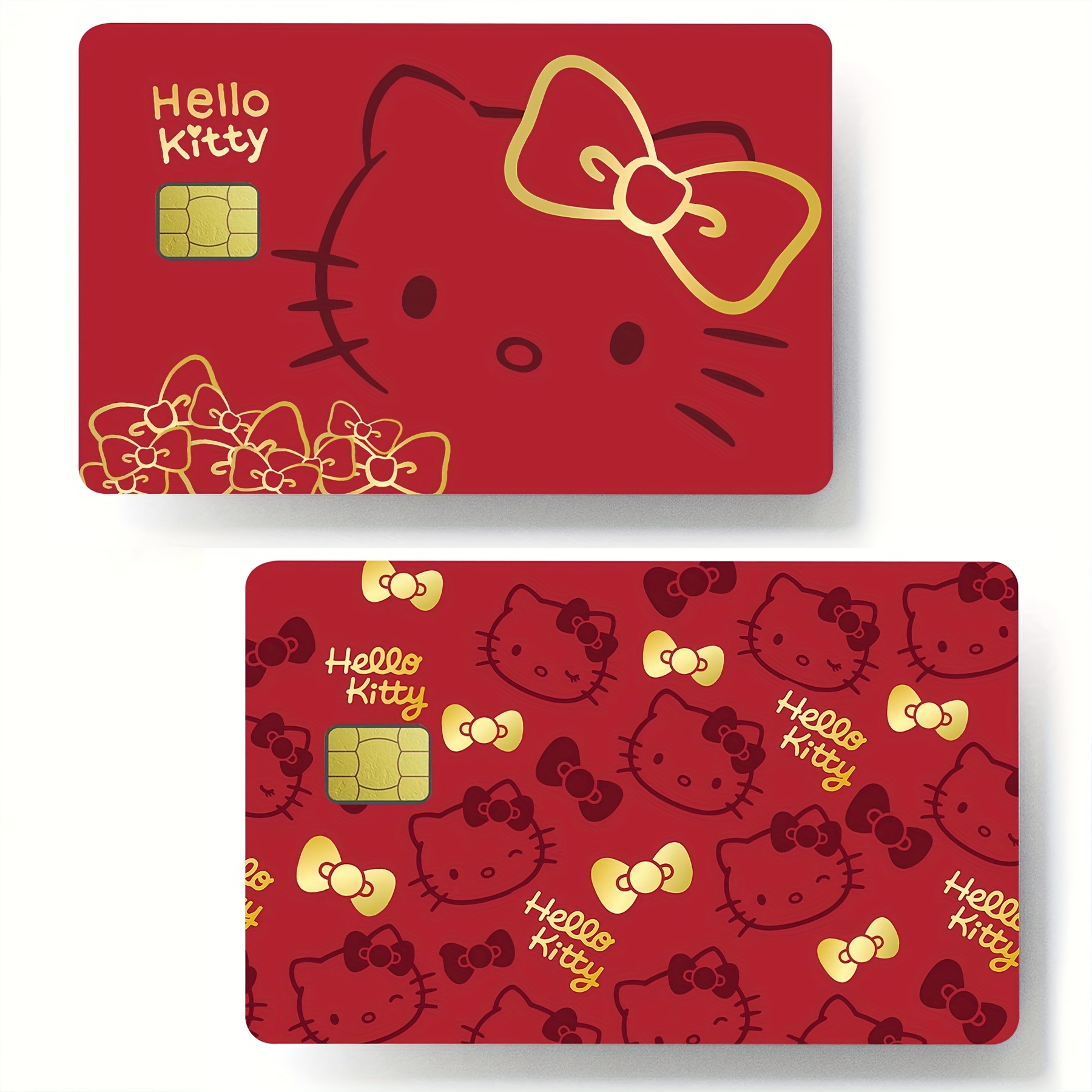 

2pcs Sanrio Hello Kitty Credit Card Stickers, Red Cartoon Hello Kitty Pattern Debit Card Plastic Skin Sticker Valentine's Day Creative Gifts