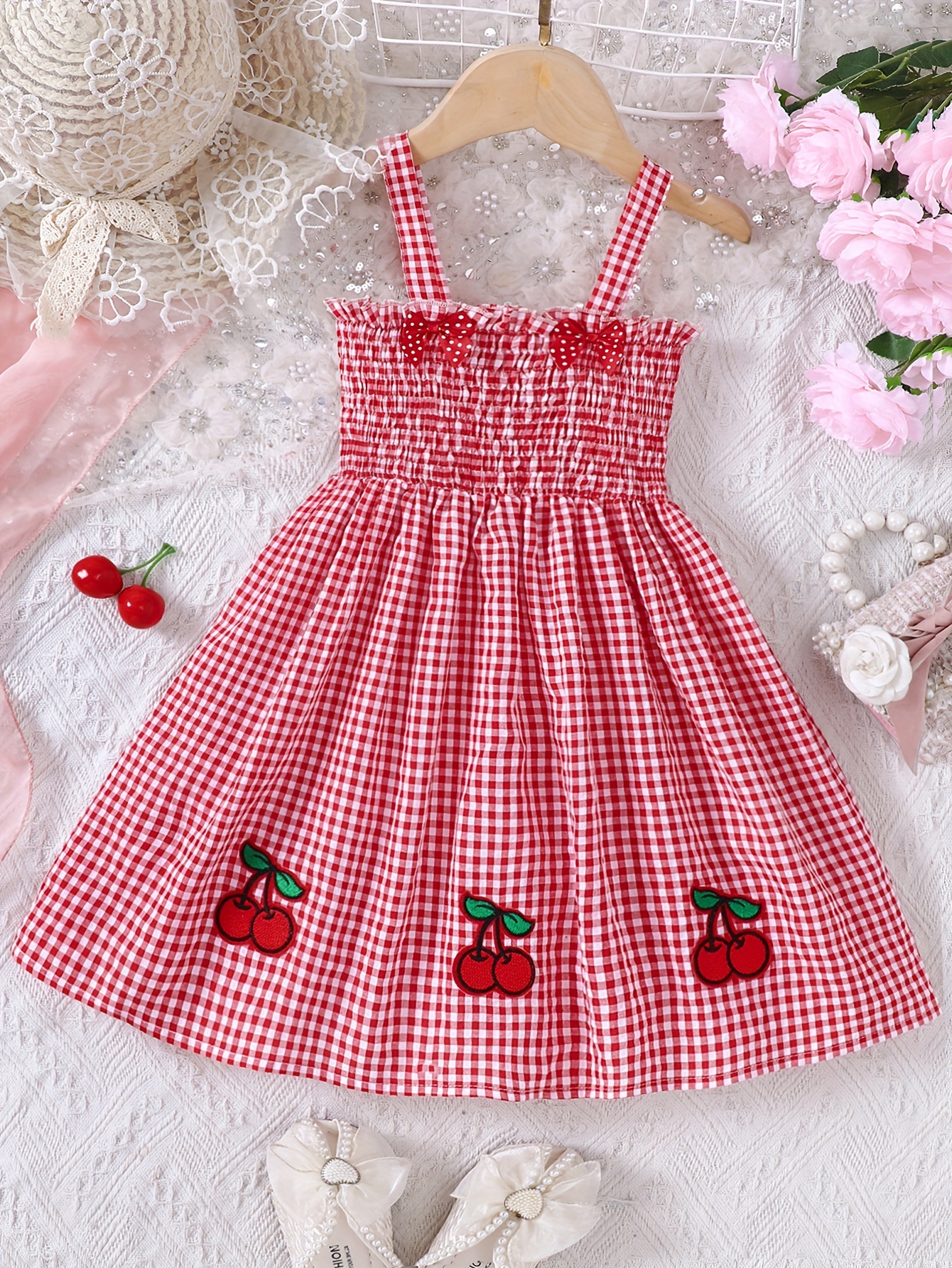 Cherry Pattern Layered Cami Dress Cherry Pattern Layered Cami