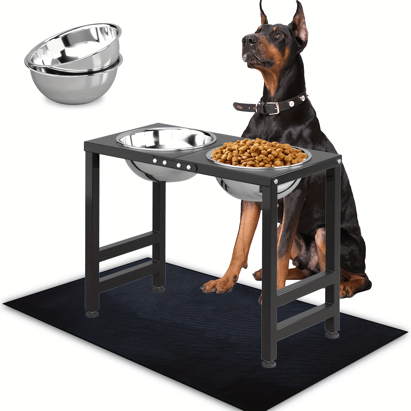 

Extra Large Elevated Dog Bowls For Large Dogs, Metal Raised Dog Bowl Stand With A Soft Mat & 2 3000 Ml Dog Bowls, 17.1 In/43.5 Cm Tall Dog Food Water Feeder For Extra Large Breed