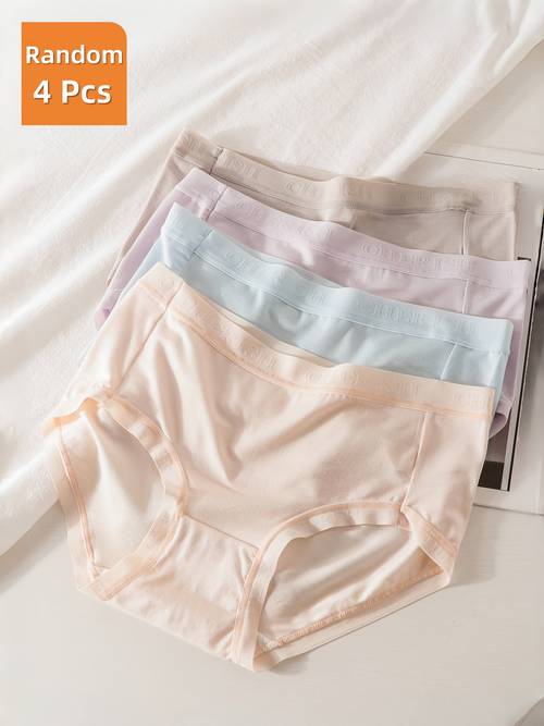 new 4pcs random pack high elastic smooth underwear letter waistband friendly and comfortable non constricting breathable feel and womens lingerie and panties