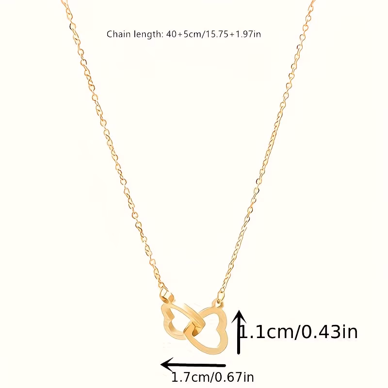 stainless steel simple double ring love pendant necklace for men and women jewelry necklaces luxury choker korea Product details 3