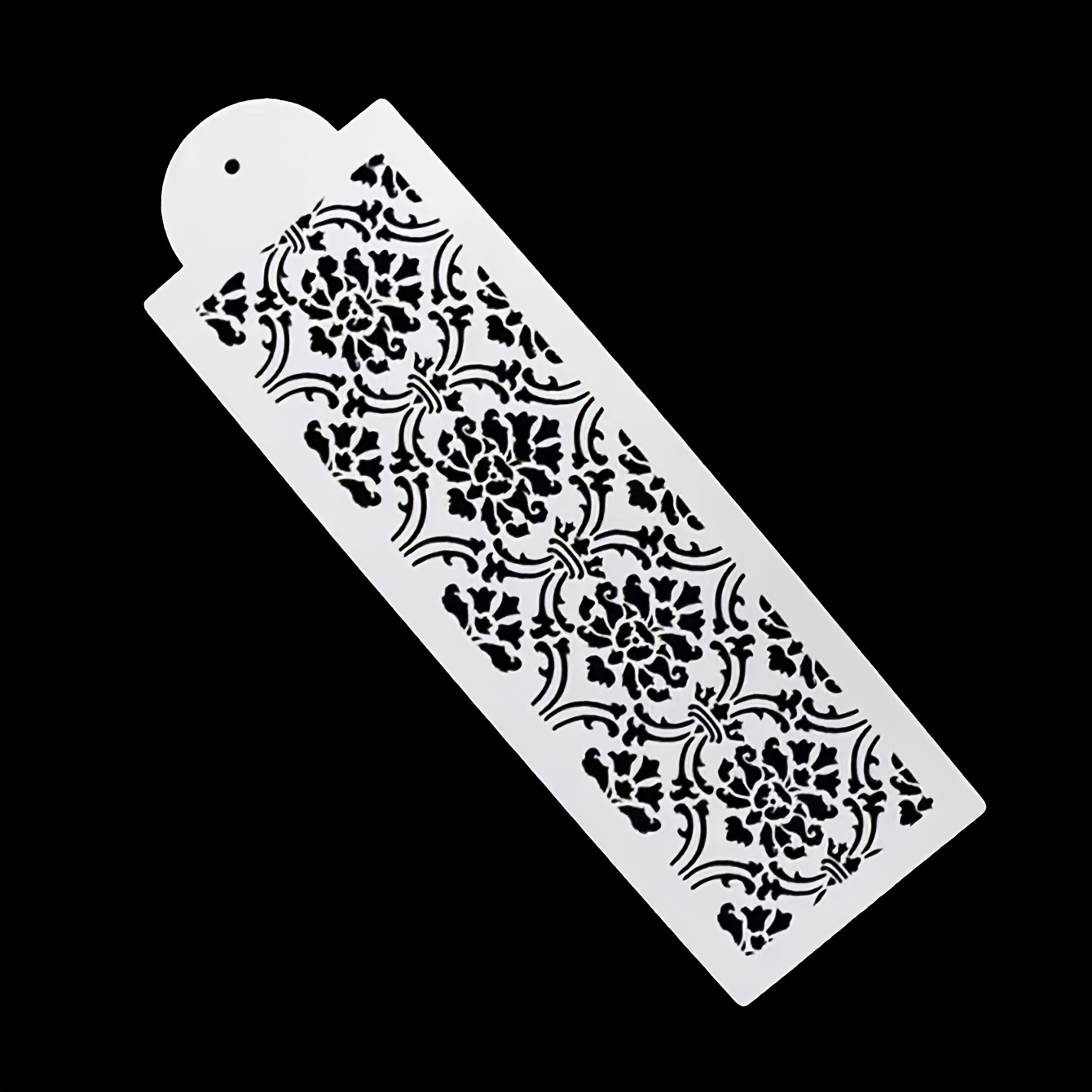 Image of 1pc Elegant Floral Cake Border Stencil, 4- Plastic Hollow-out Spray Mold For Baking And Food Embossing, Food Presentation|intricate Icing Details|durable Baking Mold, Cake Stencil