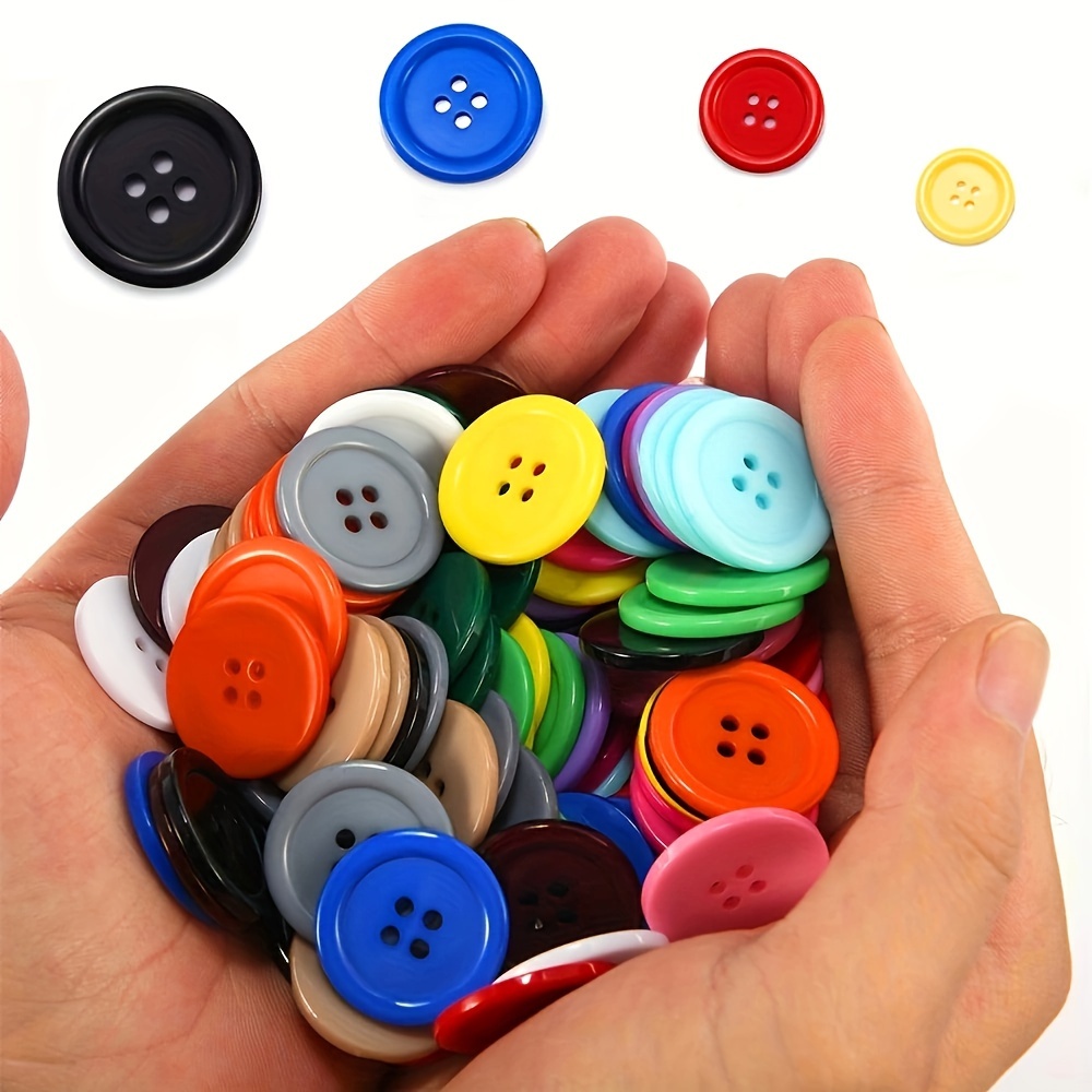 

100pcs Resin Buttons Mix Colors Assortment - Ideal For Sewing, Knitting, Scrapbooking - Durable Decorative Round Buttons For Crafts