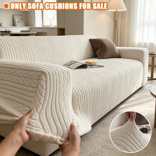 1pc of striped sofa cover washable elastic scratch resistant and anti slip protective pad for sofas in made of white textured fabric with a sawtooth pattern suitable for living room decoration protection
