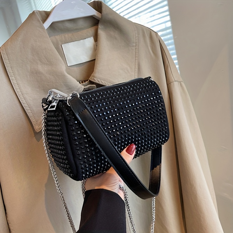 TEMU Rhinestones Chain Evening Handbag Women Fashion Clutch Diamonds Party Pillow Handbag