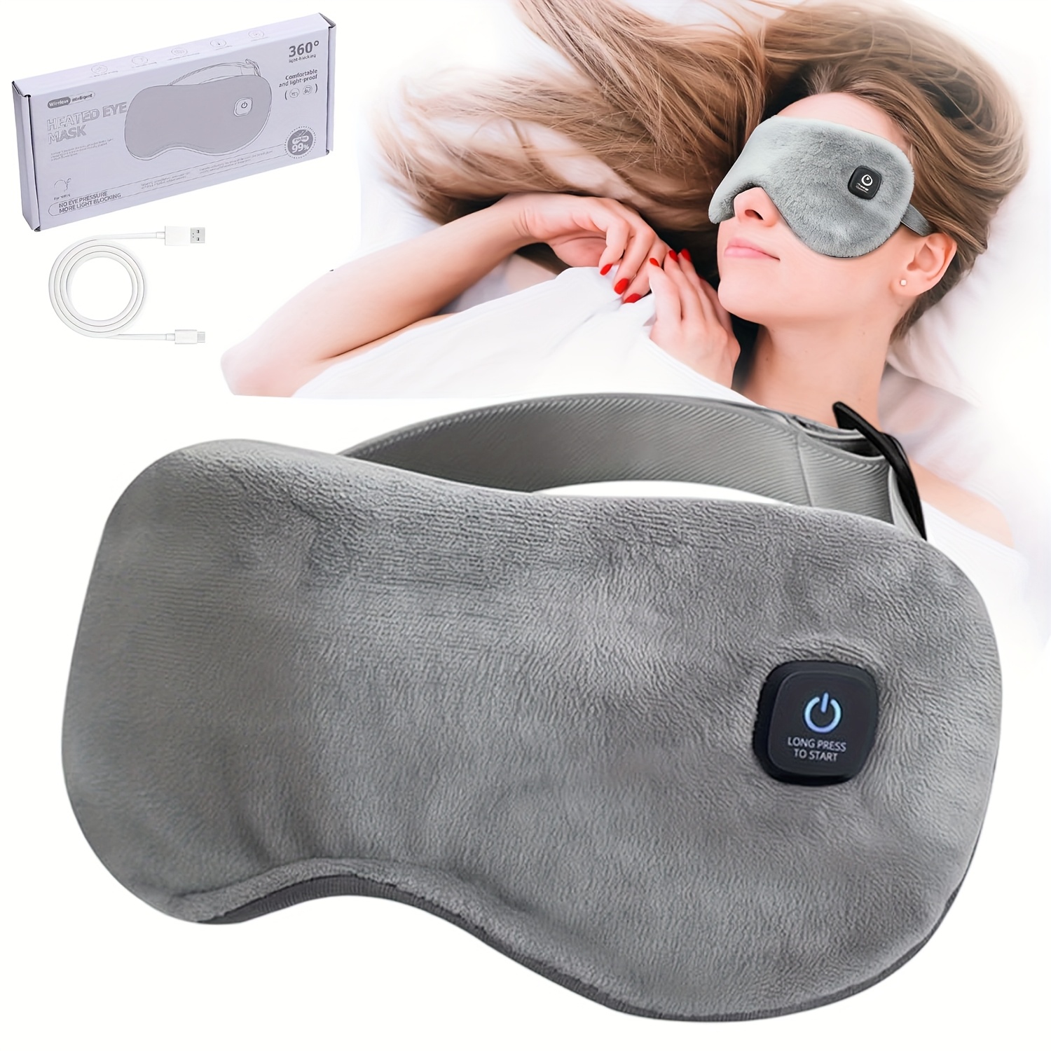 heated eye mask eye massager   massager with heat and vibration portable rechargeable device foldable design for home office relaxation gift for women and men